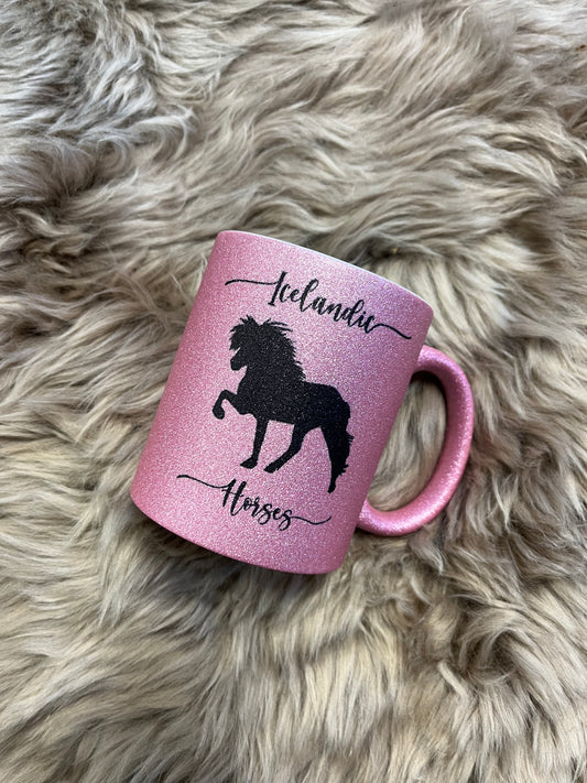 Glitzertassen, versch. Farben und Motive