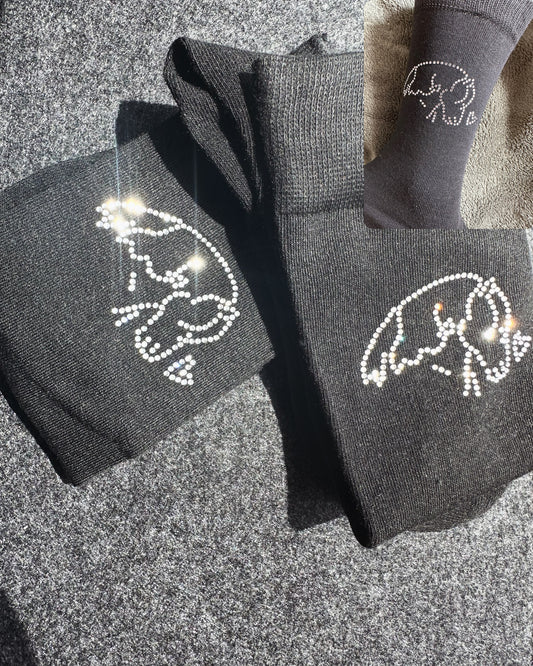 Kniestrümpfe "Selly" Strass Schwarz