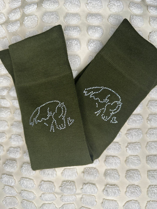 Kniestrümpfe "Avellana" Strass Olive