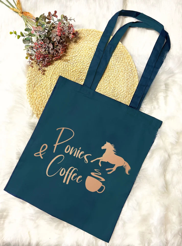 Baumwolltasche "Ponies and Coffee"