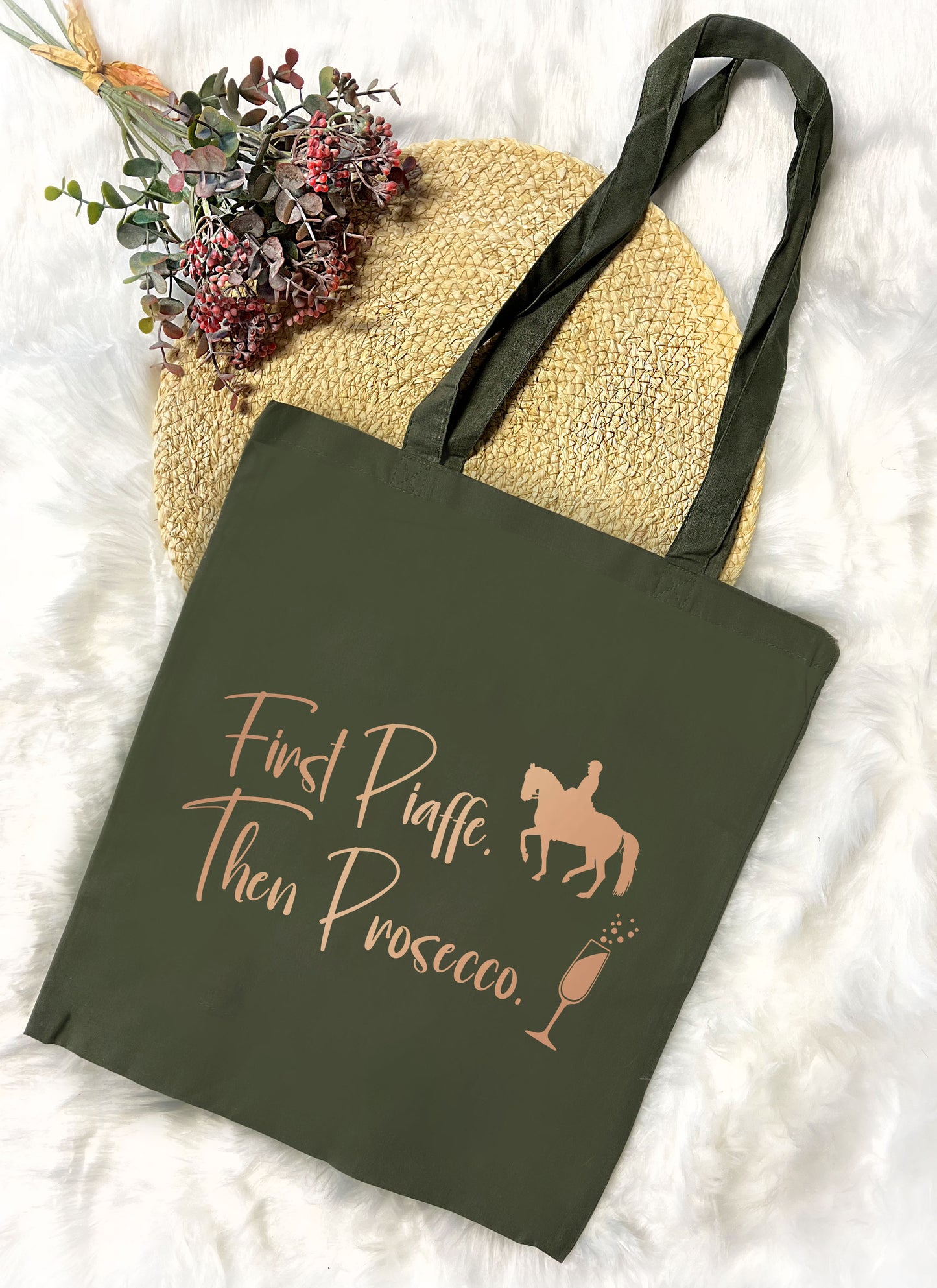 Baumwolltasche "First Piaffe. Then Prosecco."