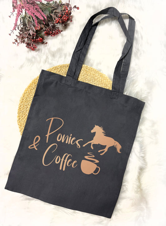 Baumwolltasche "Ponies and Coffee"