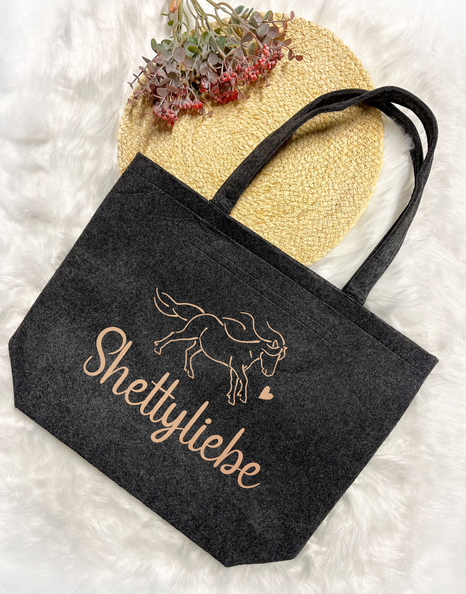 Herzenspony Pony Shetty Shetland Herzenspony Tasche Geschenk Shopper Filzshopper Geschenkidee