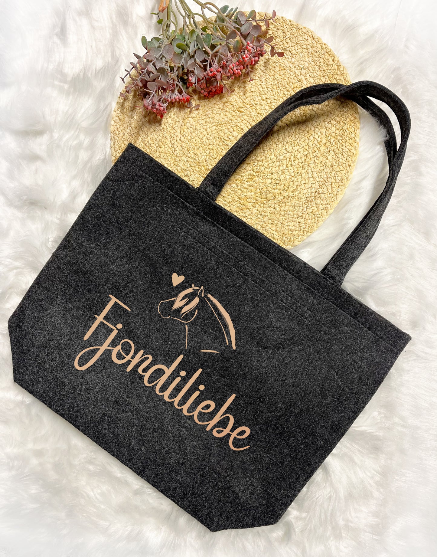 Fjordi Fjordpferd Pony Herzenspony Tasche Filzshopper Shopper Geschenk